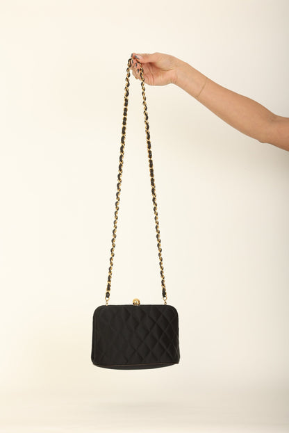 Chanel 1994 Satin Mini Kisslock Crossbody