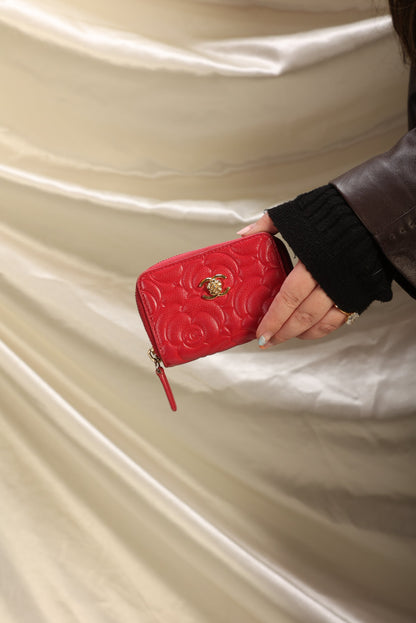 Chanel Caviar Camellia Mini Coin Wallet