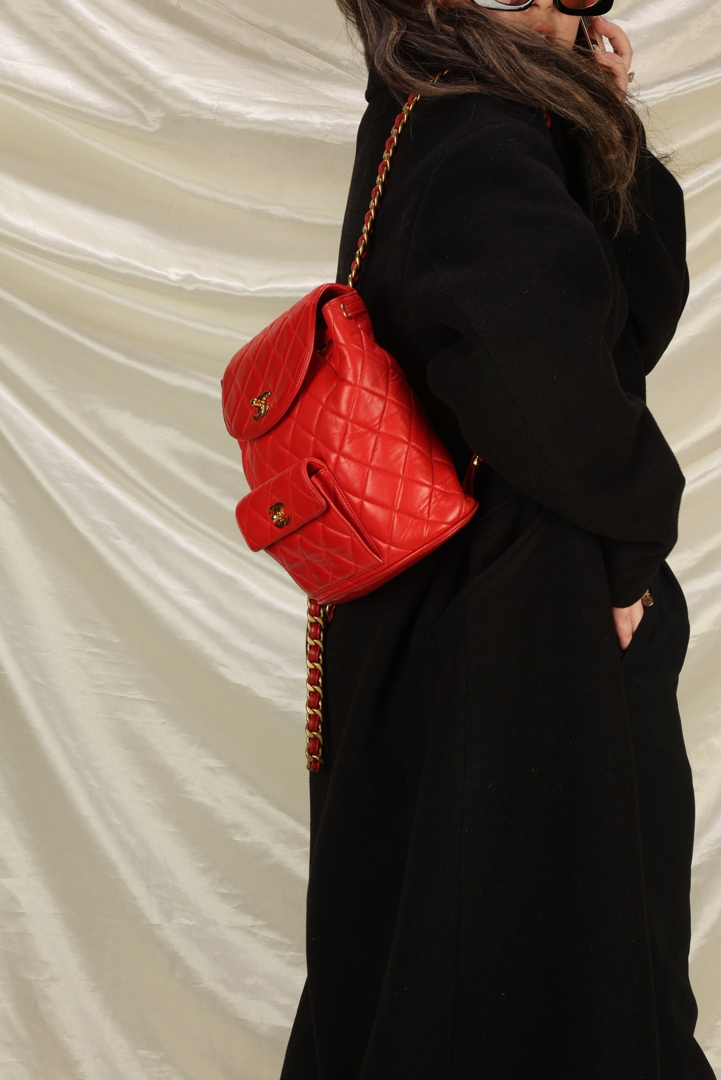 Extremely Rare Chanel Lambskin Double Turnlock Backpack