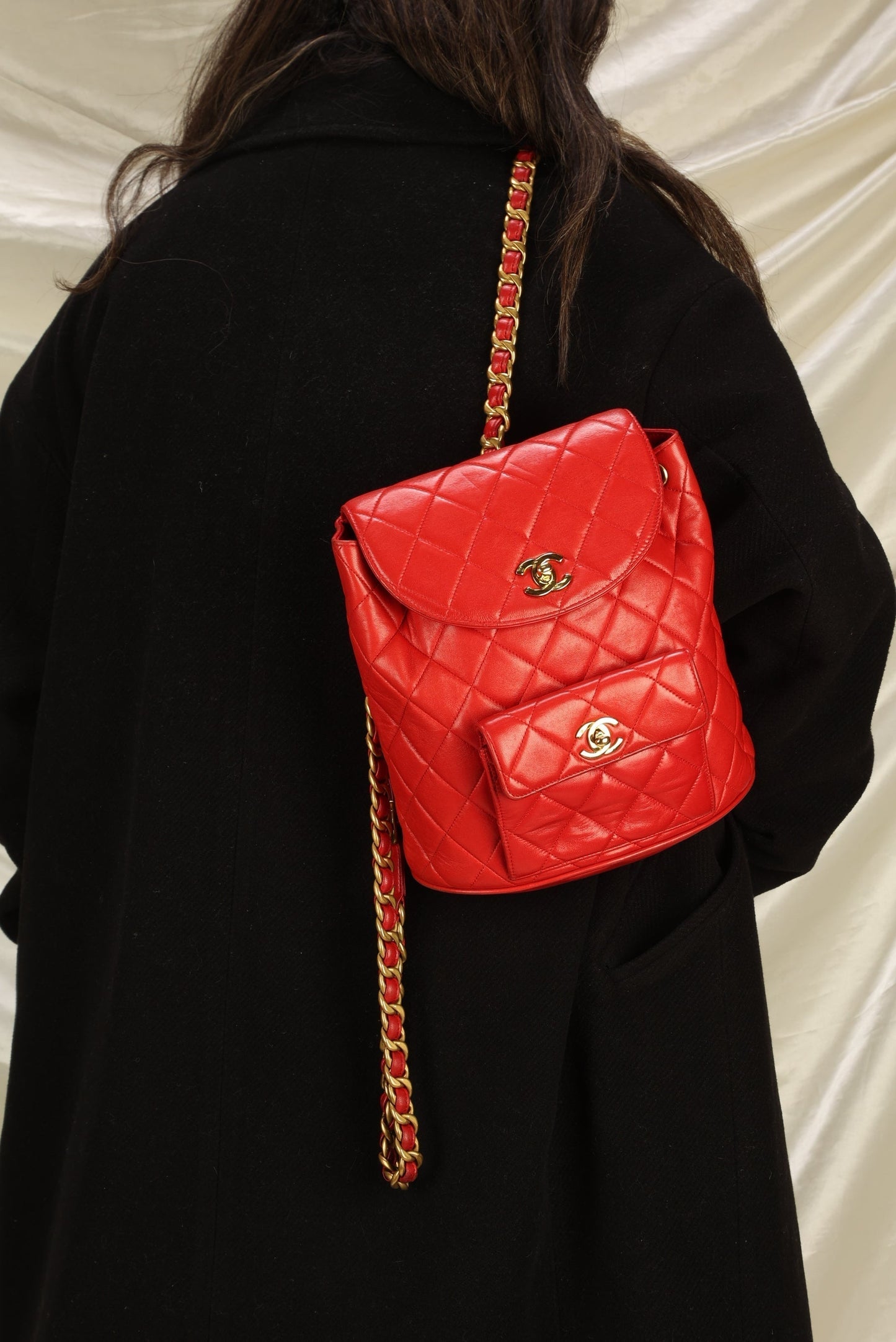 Extremely Rare Chanel Lambskin Double Turnlock Backpack