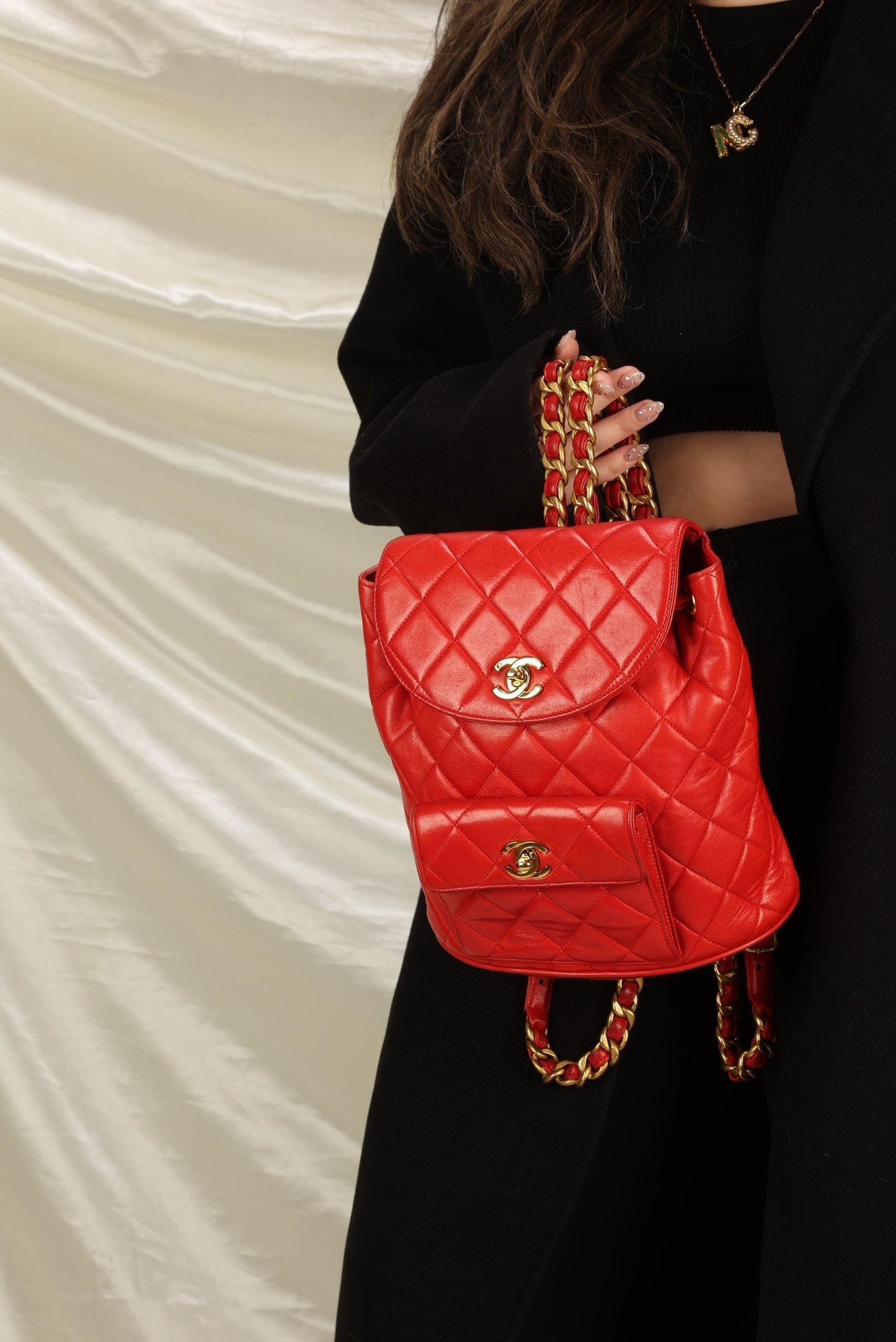 Extremely Rare Chanel Lambskin Double Turnlock Backpack