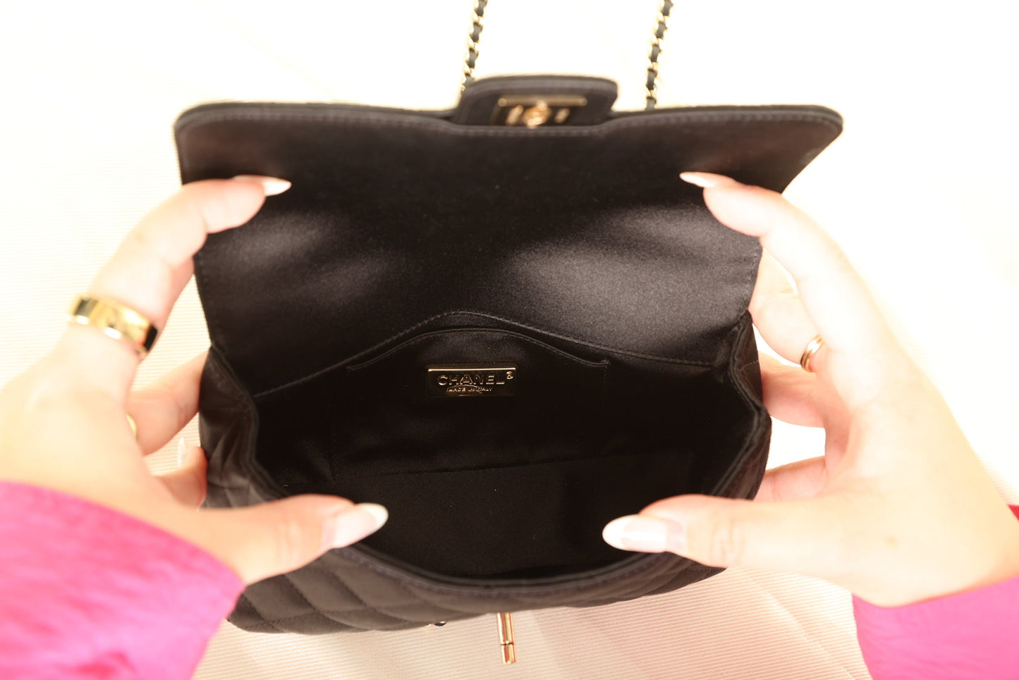 Chanel Satin Camellia Mini Flap