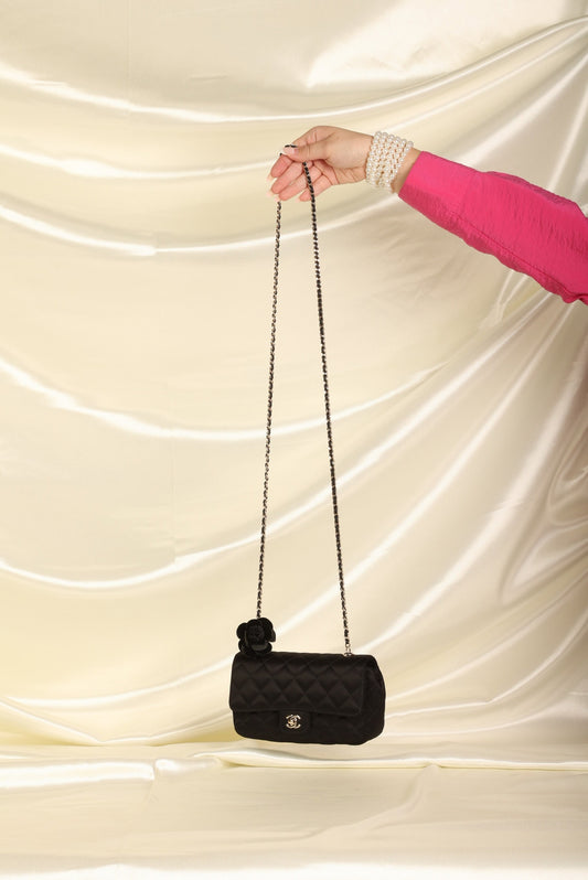 Chanel Satin Camellia Mini Flap
