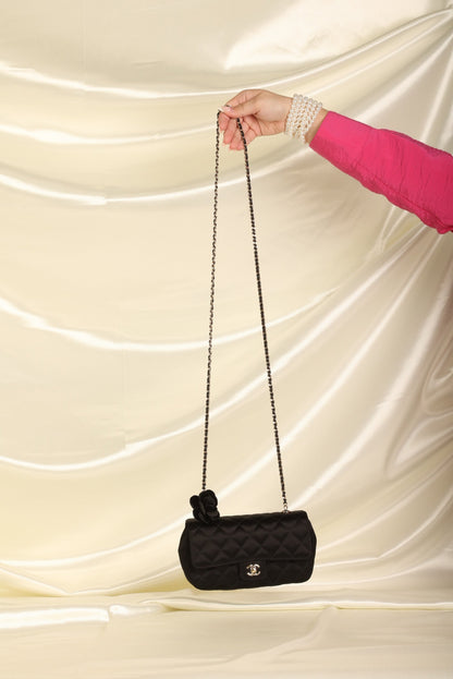 Chanel Satin Camellia Mini Flap
