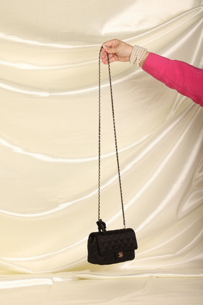 Chanel Satin Camellia Mini Flap