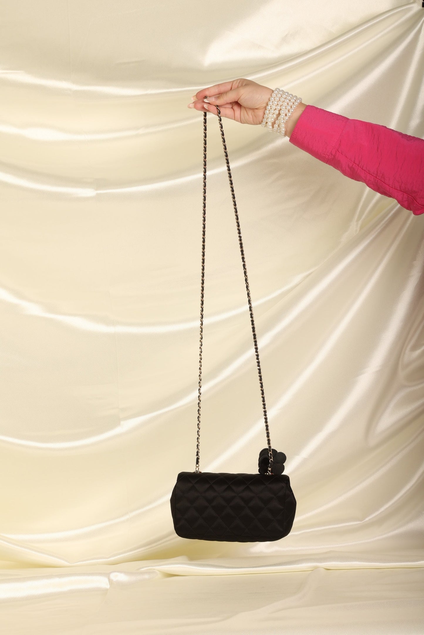 Chanel Satin Camellia Mini Flap