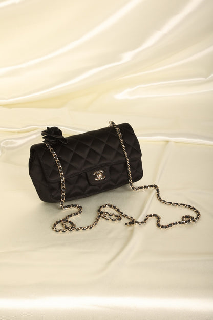 Chanel Satin Camellia Mini Flap