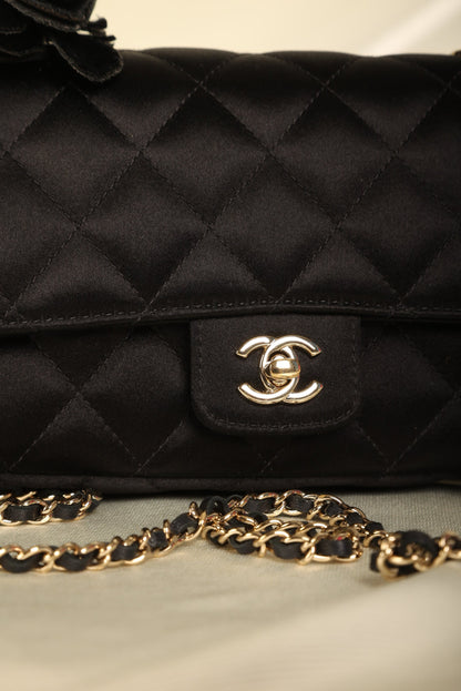 Chanel Satin Camellia Mini Flap