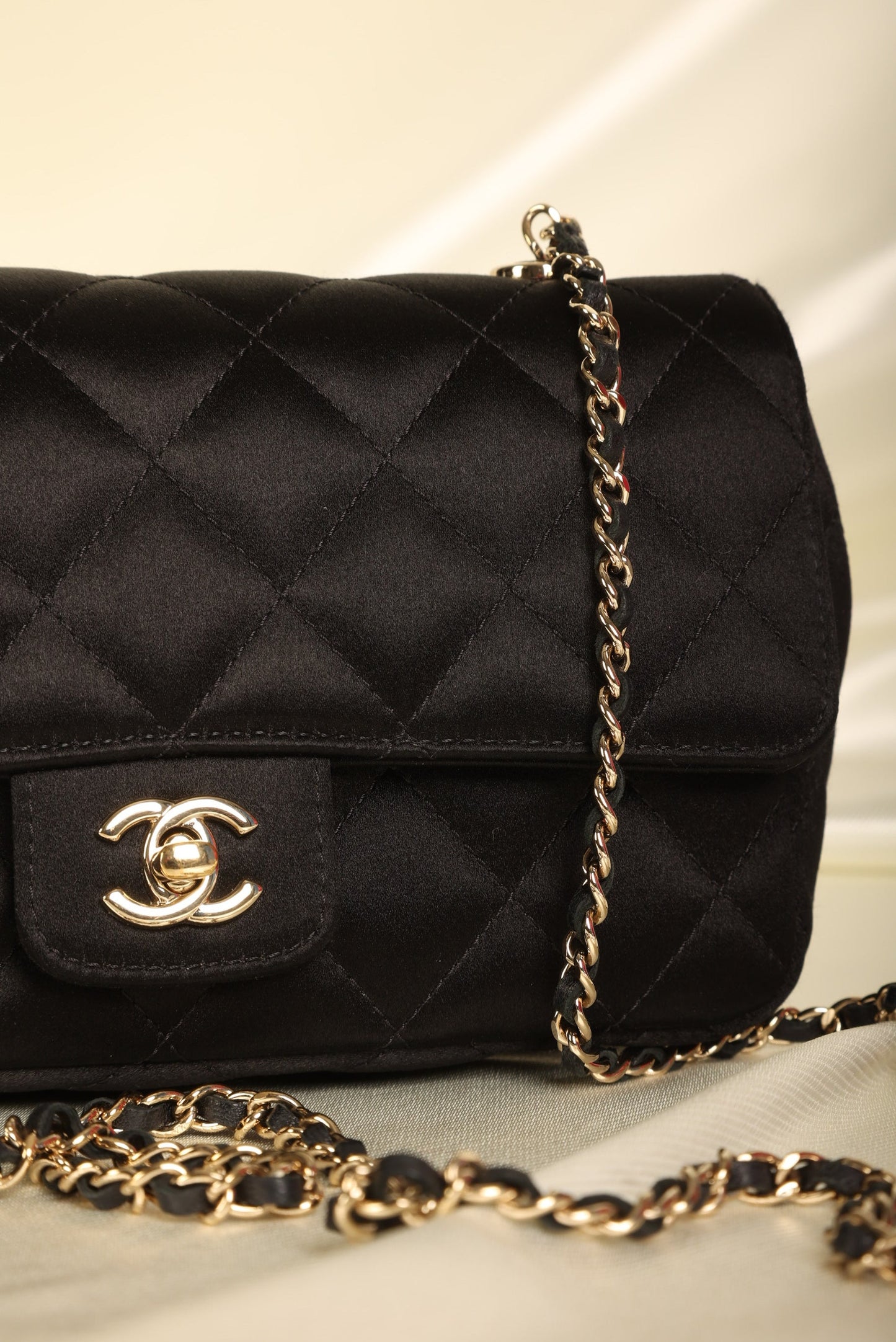 Chanel Satin Camellia Mini Flap