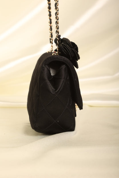 Chanel Satin Camellia Mini Flap
