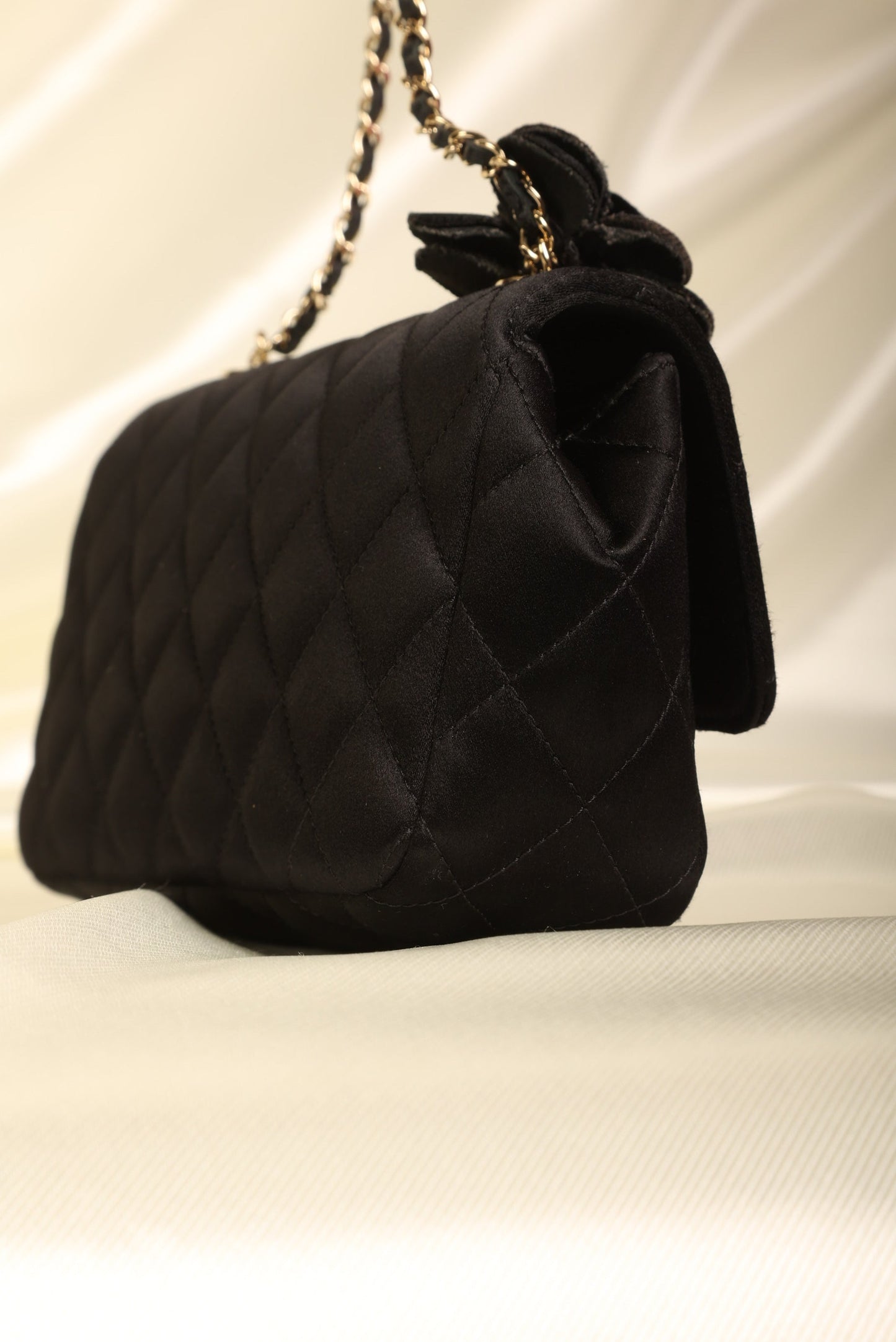 Chanel Satin Camellia Mini Flap