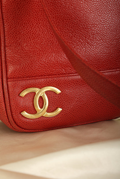 Chanel Caviar Red Logo Tote