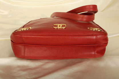 Chanel Caviar Red Logo Tote