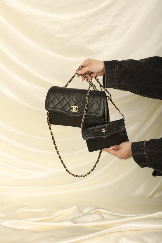 Extremely Rare Chanel 1989 Lambskin Trapezoid Flap with Wallet