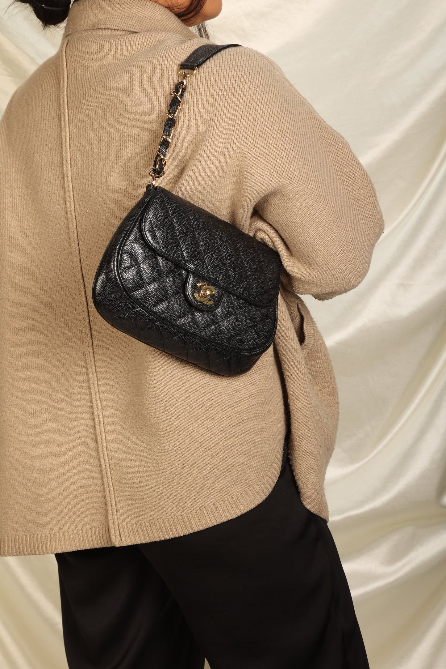 Extremely Rare Chanel Caviar Half Moon Flap