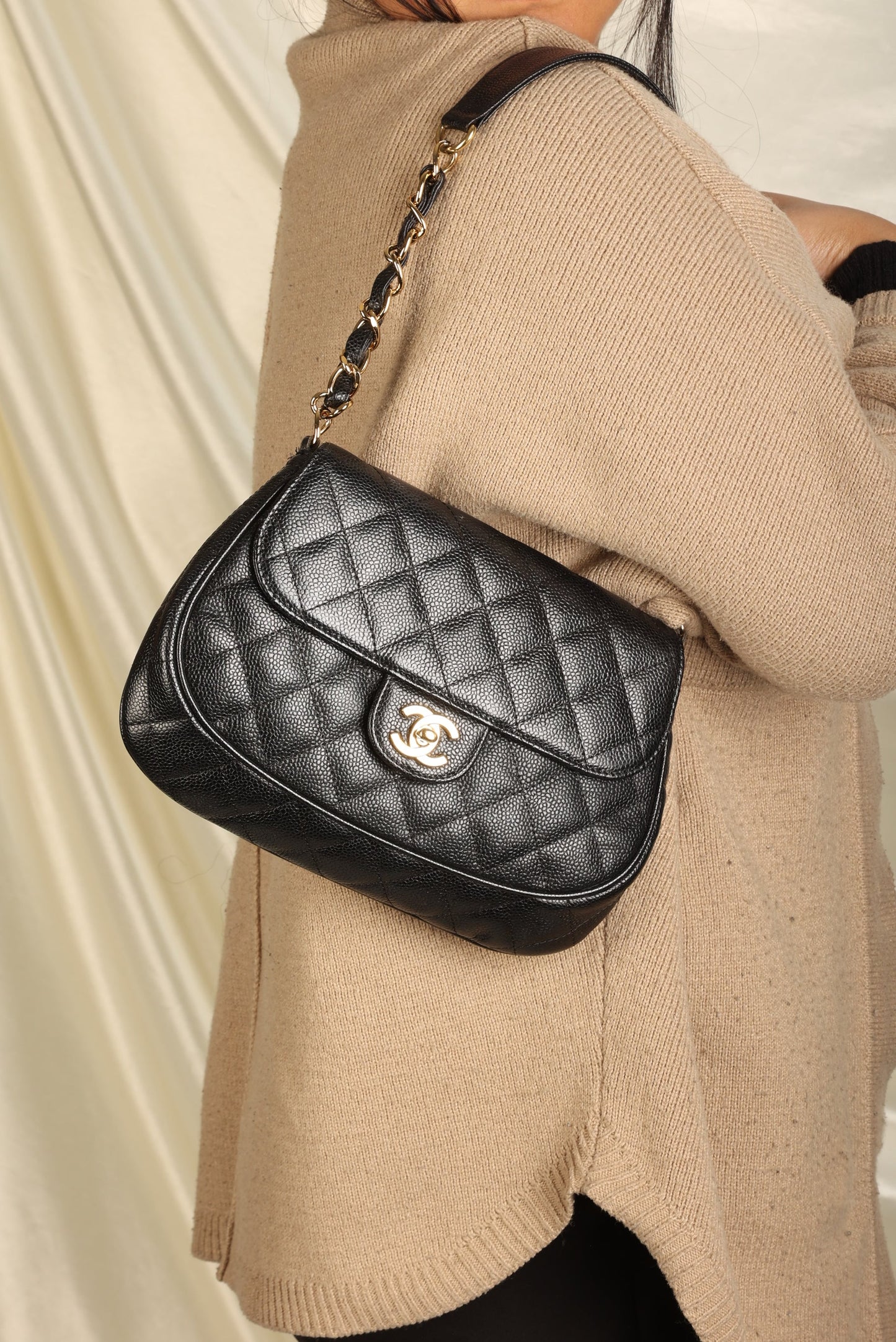 Extremely Rare Chanel Caviar Half Moon Flap