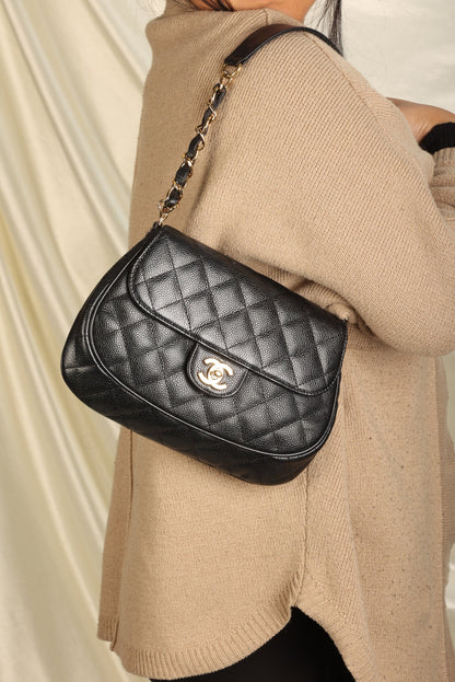 Extremely Rare Chanel Caviar Half Moon Flap
