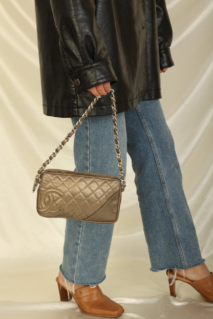 Chanel 2006 Calfskin Metallic Cambon Chain Pochette