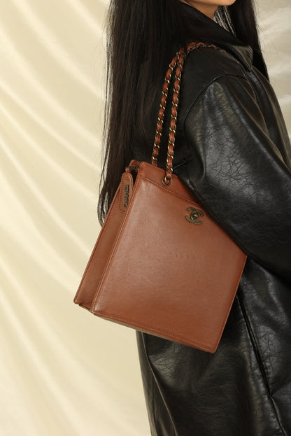 Chanel 1997 Calfskin Turnlock Tote