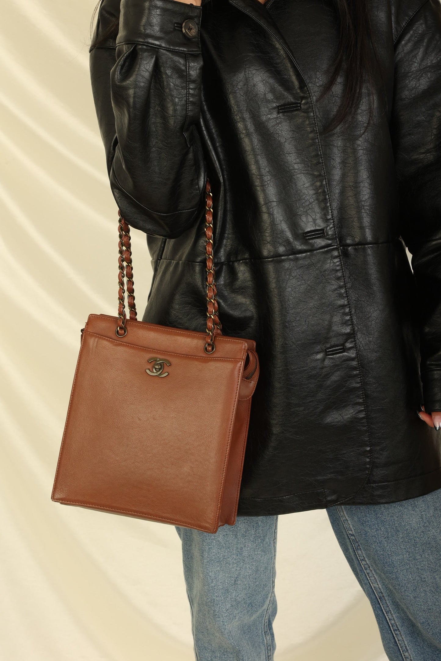 Chanel 1997 Calfskin Turnlock Tote