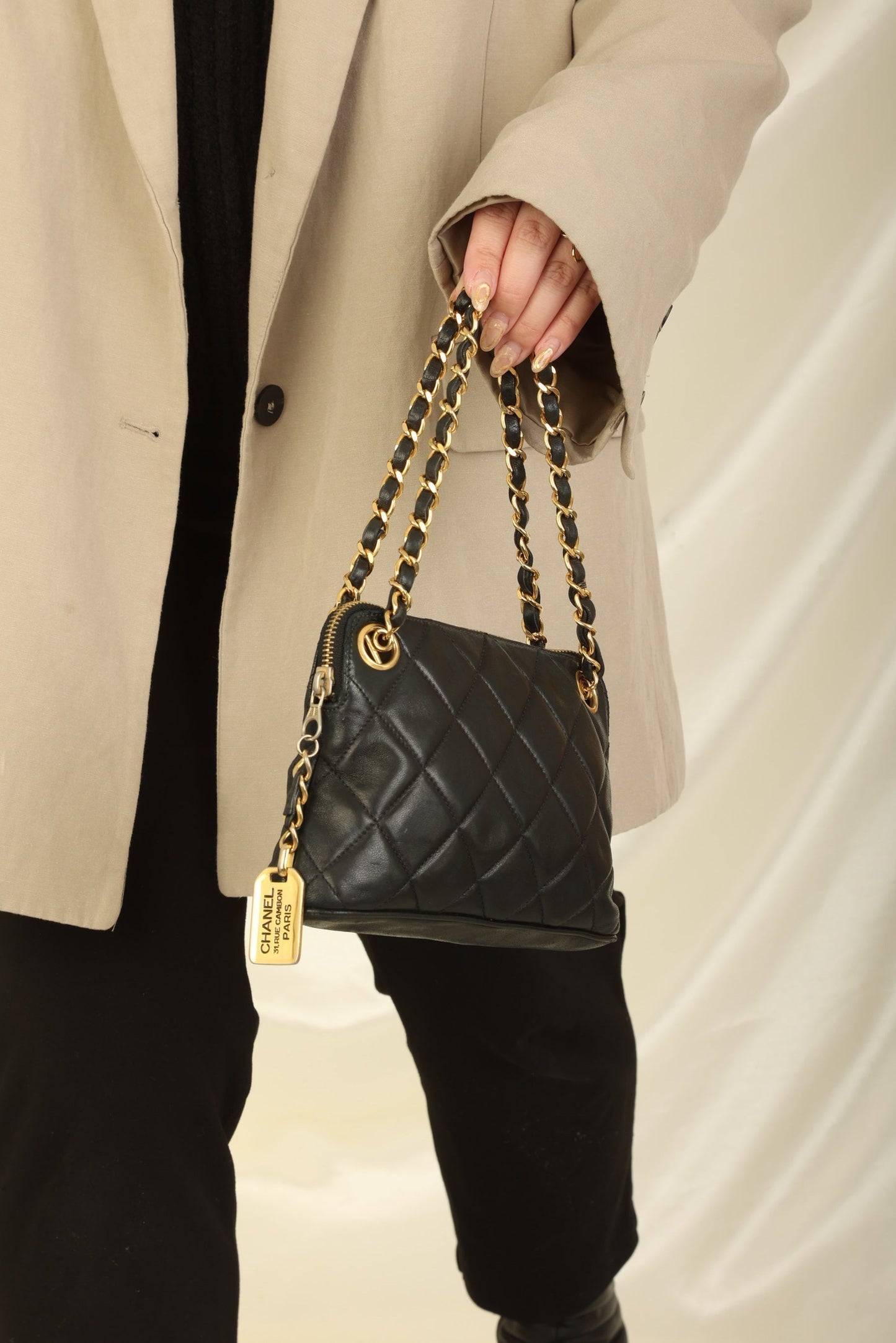 Chanel 1989 Lambskin Mini Zip Tote