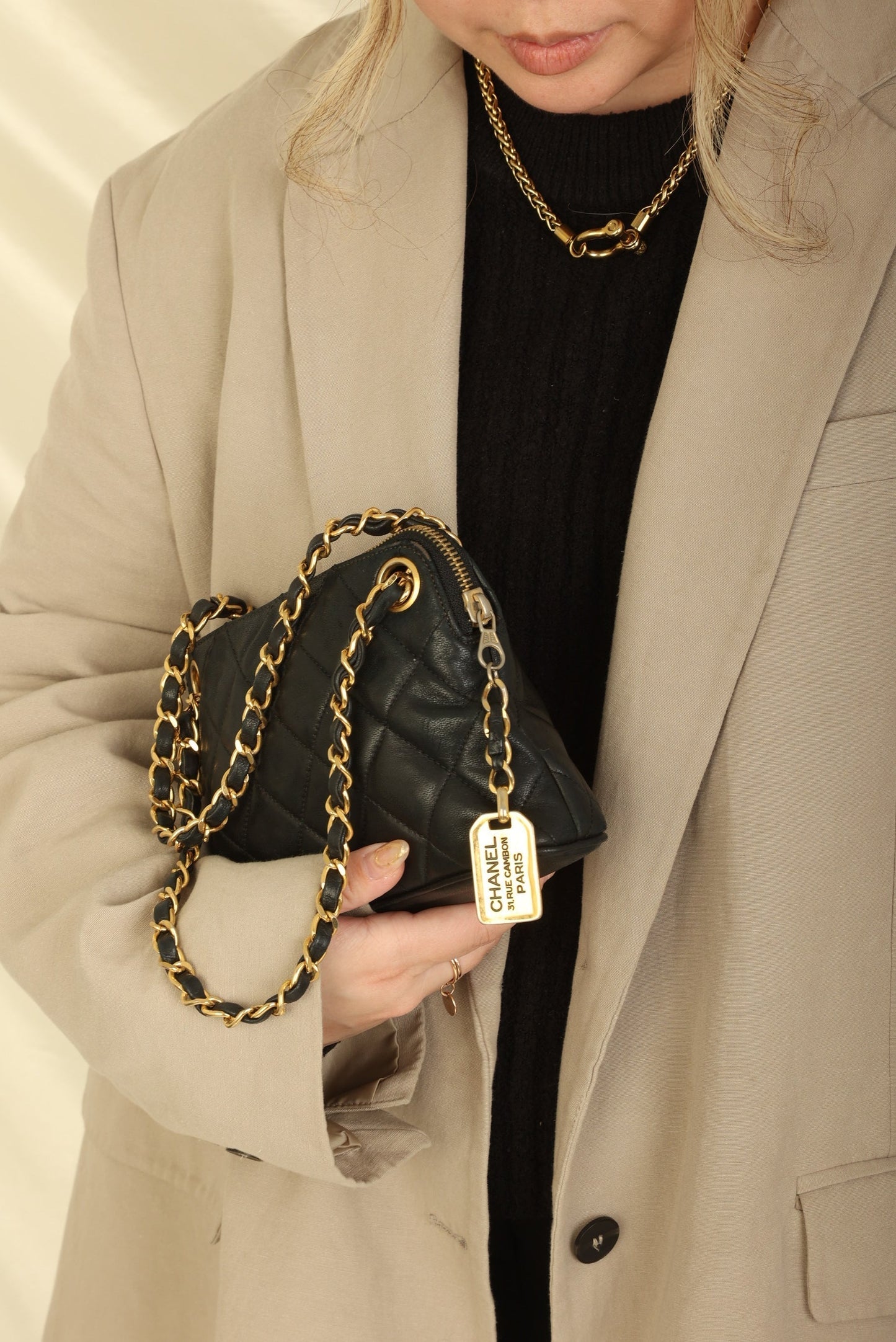 Chanel 1989 Lambskin Mini Zip Tote