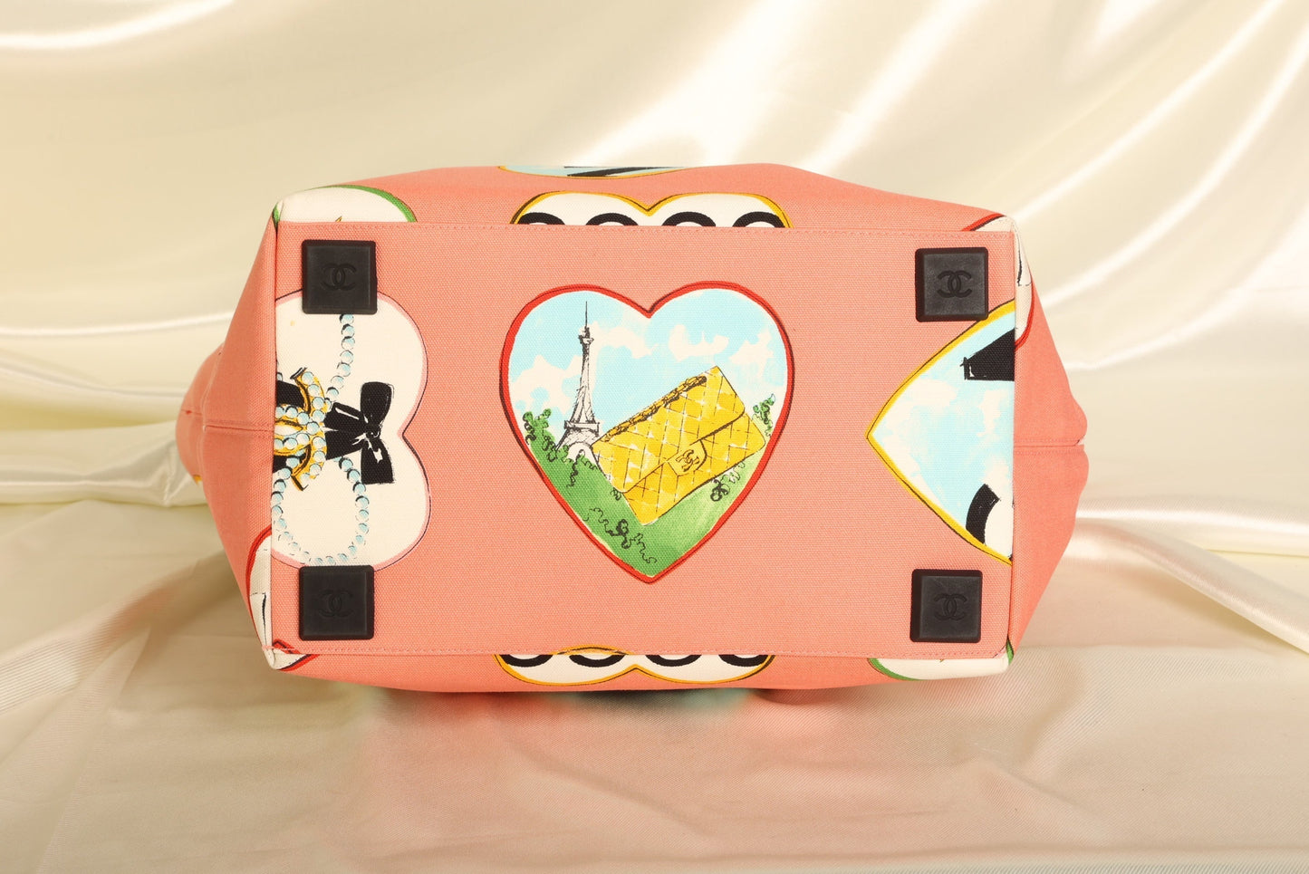 Chanel 2005 Coco Hearts Canvas Tote
