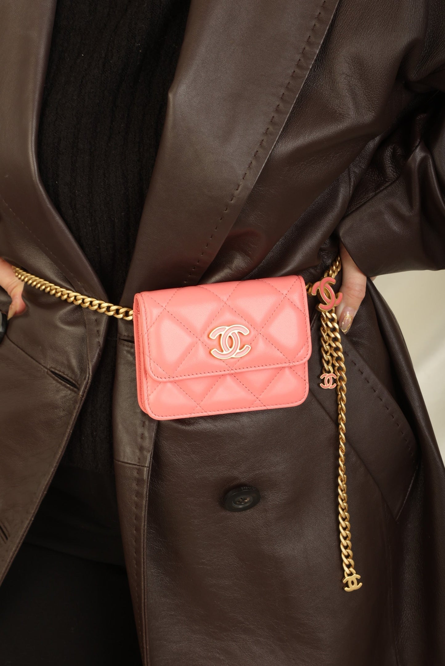 Chanel 2021 Lambskin Chain Waist Bag