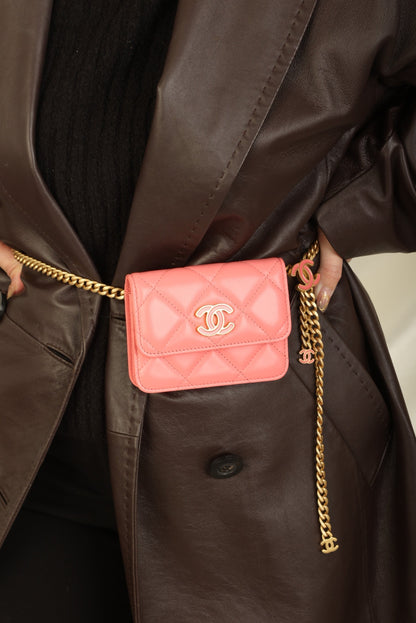 Chanel 2021 Lambskin Chain Waist Bag