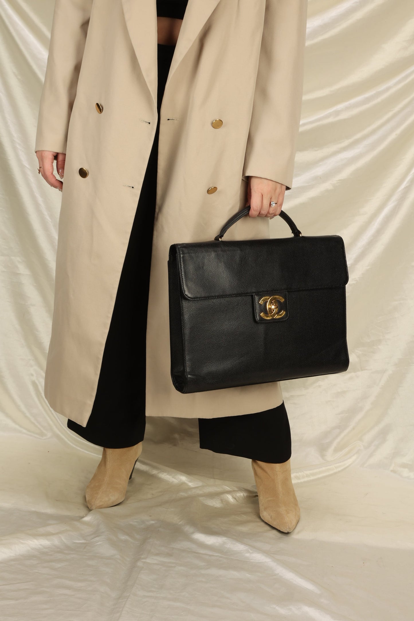 Chanel XL Logo Caviar Briefcase Bag