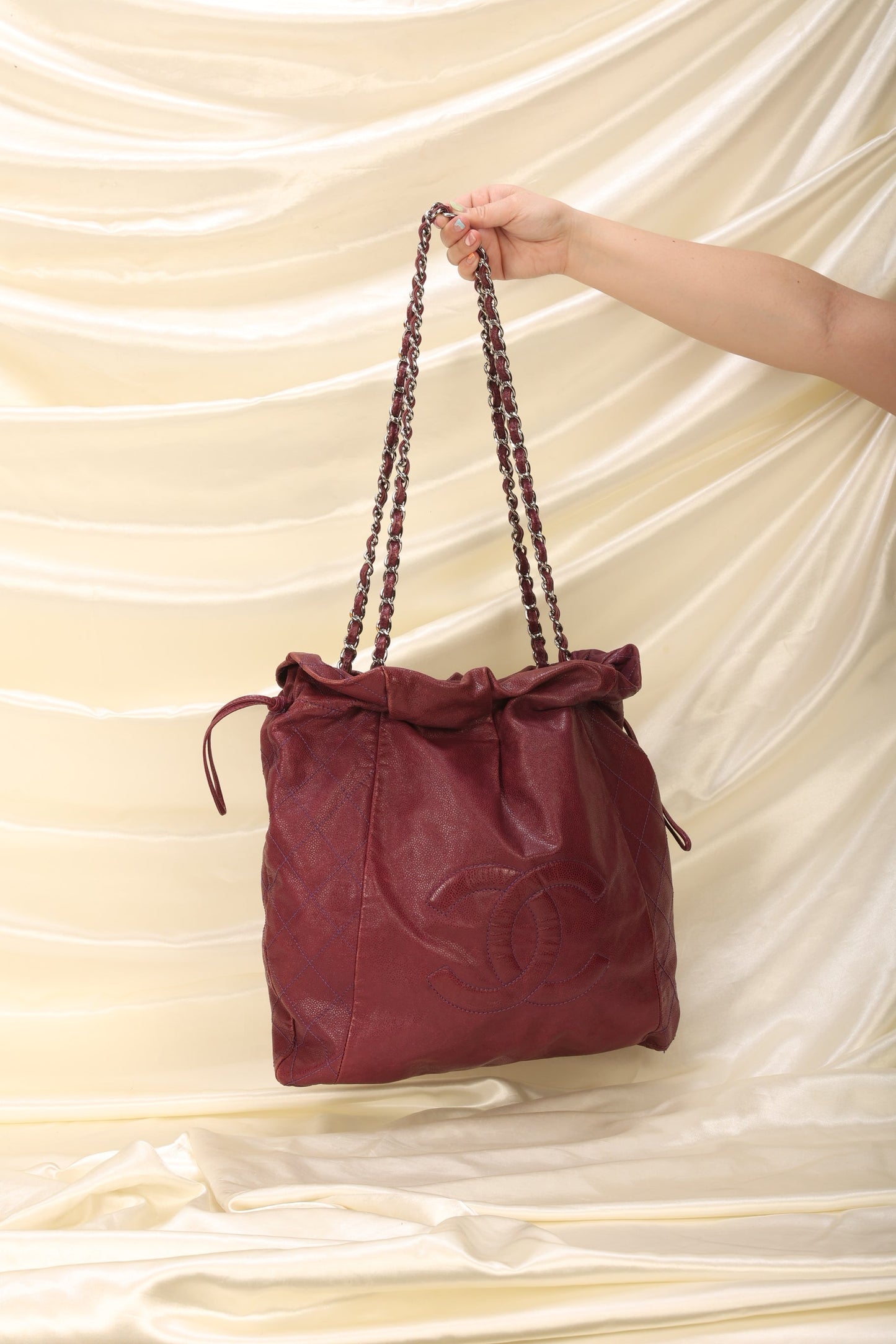Chanel Caviar Drawstring Tote