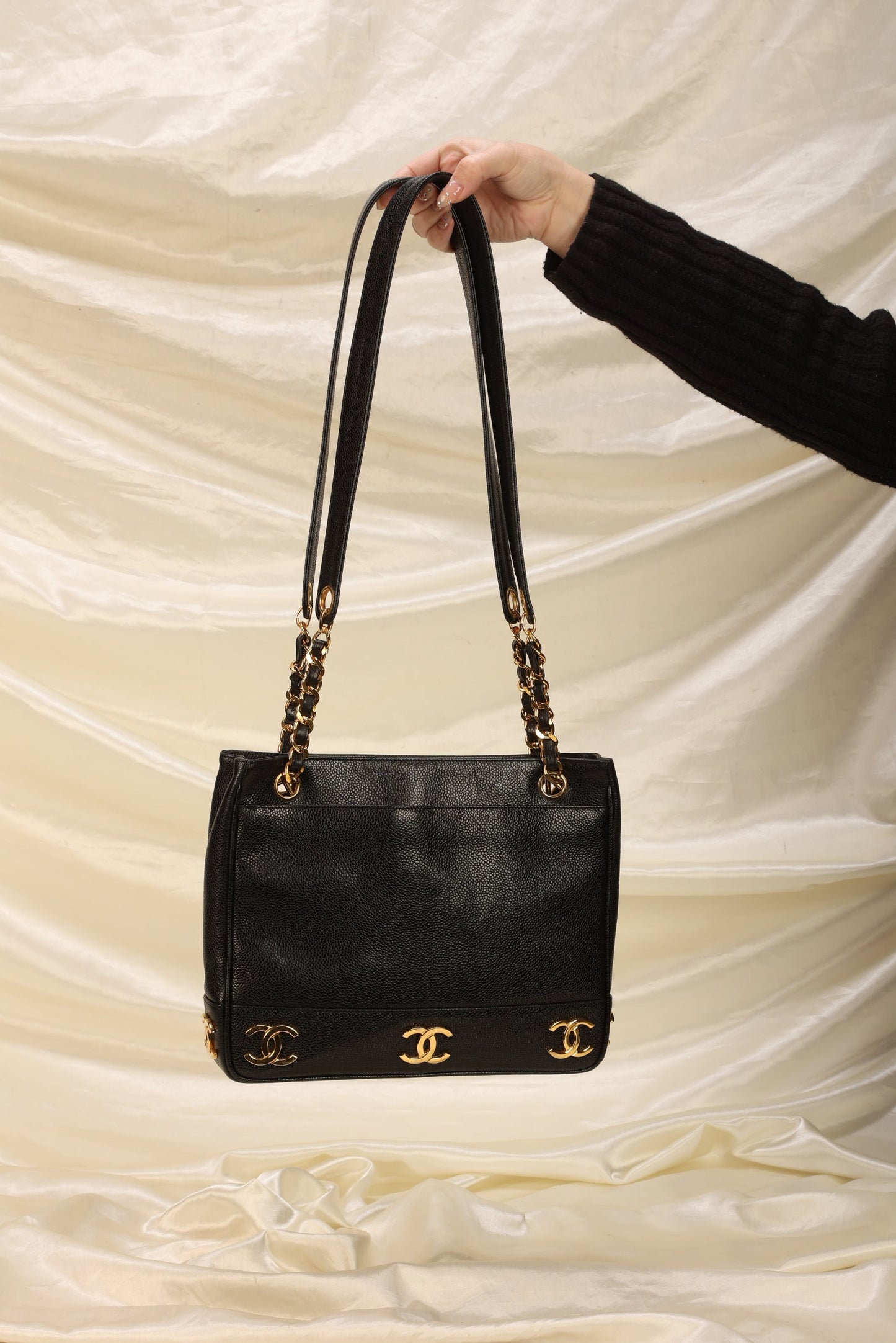 Chanel Caviar Logo Mini Tote