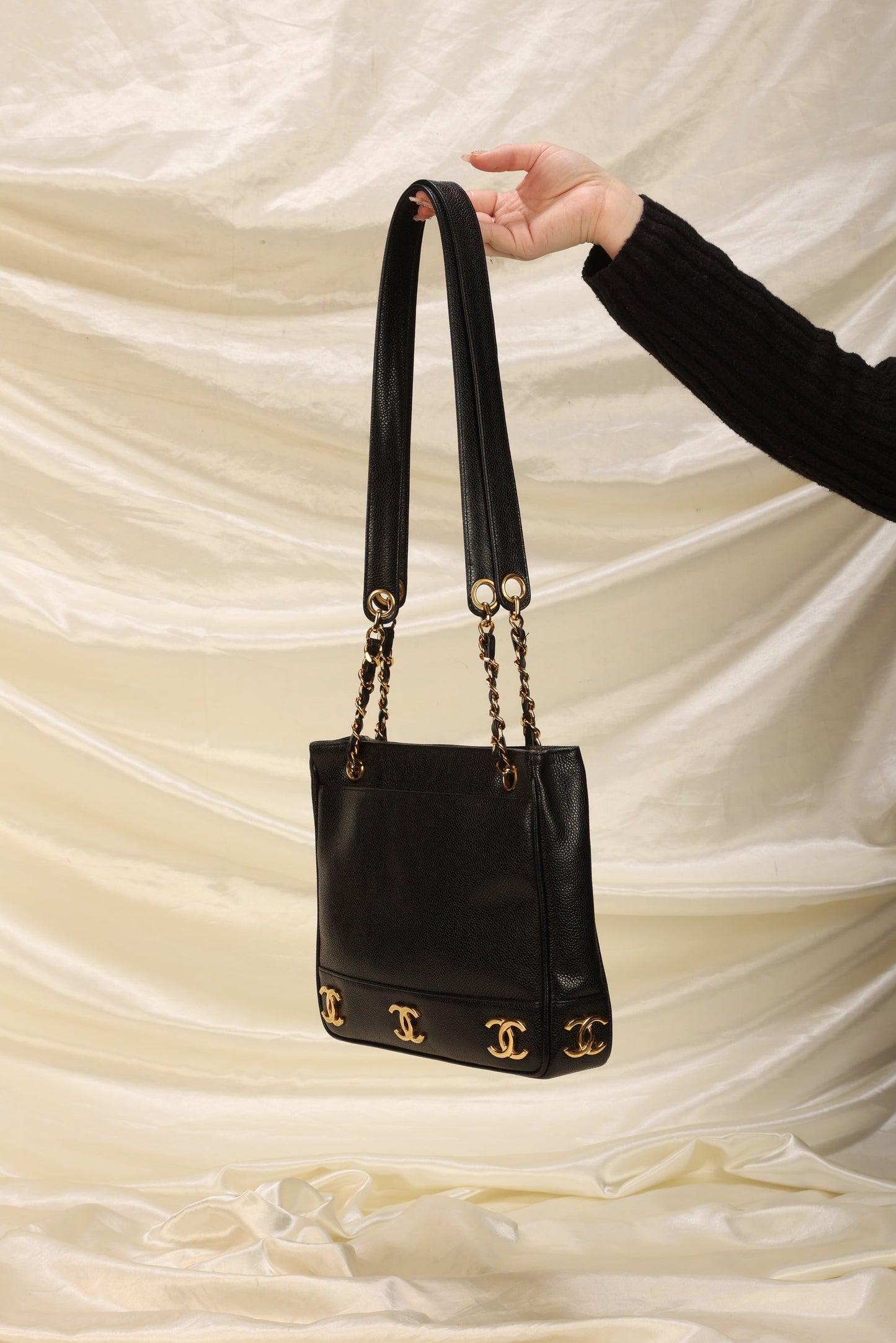 Chanel Caviar Logo Mini Tote