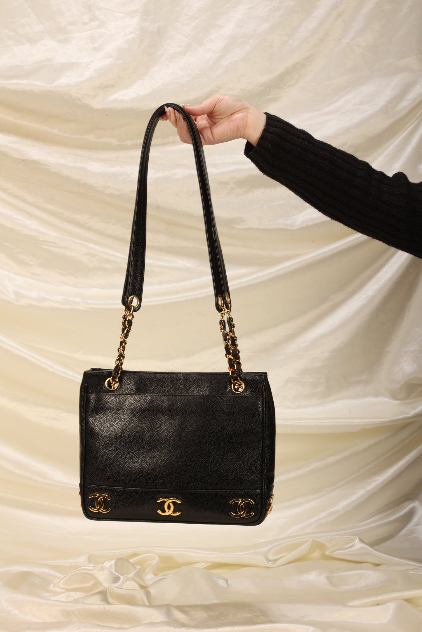 Chanel Caviar Logo Mini Tote