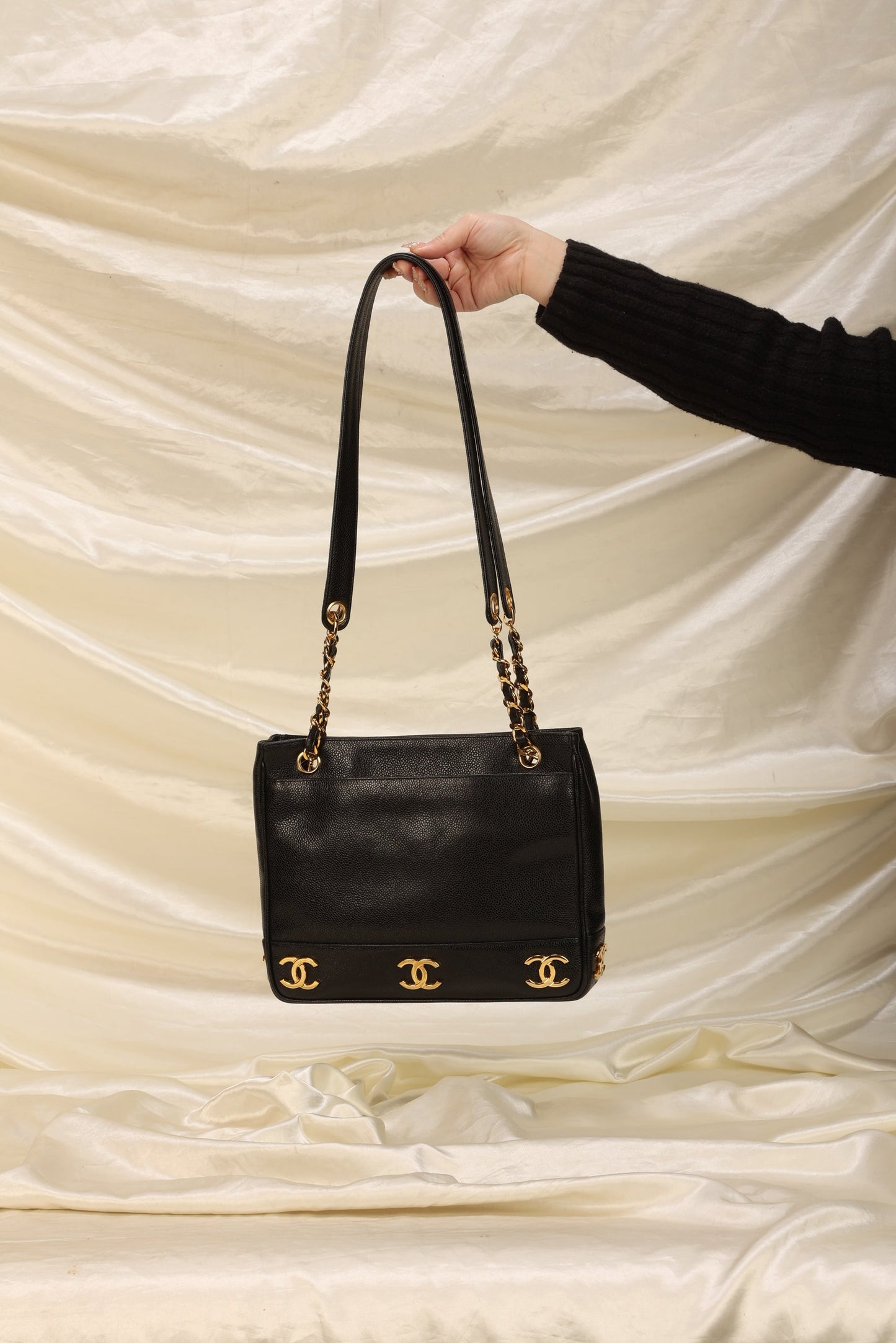 Chanel Caviar Logo Mini Tote