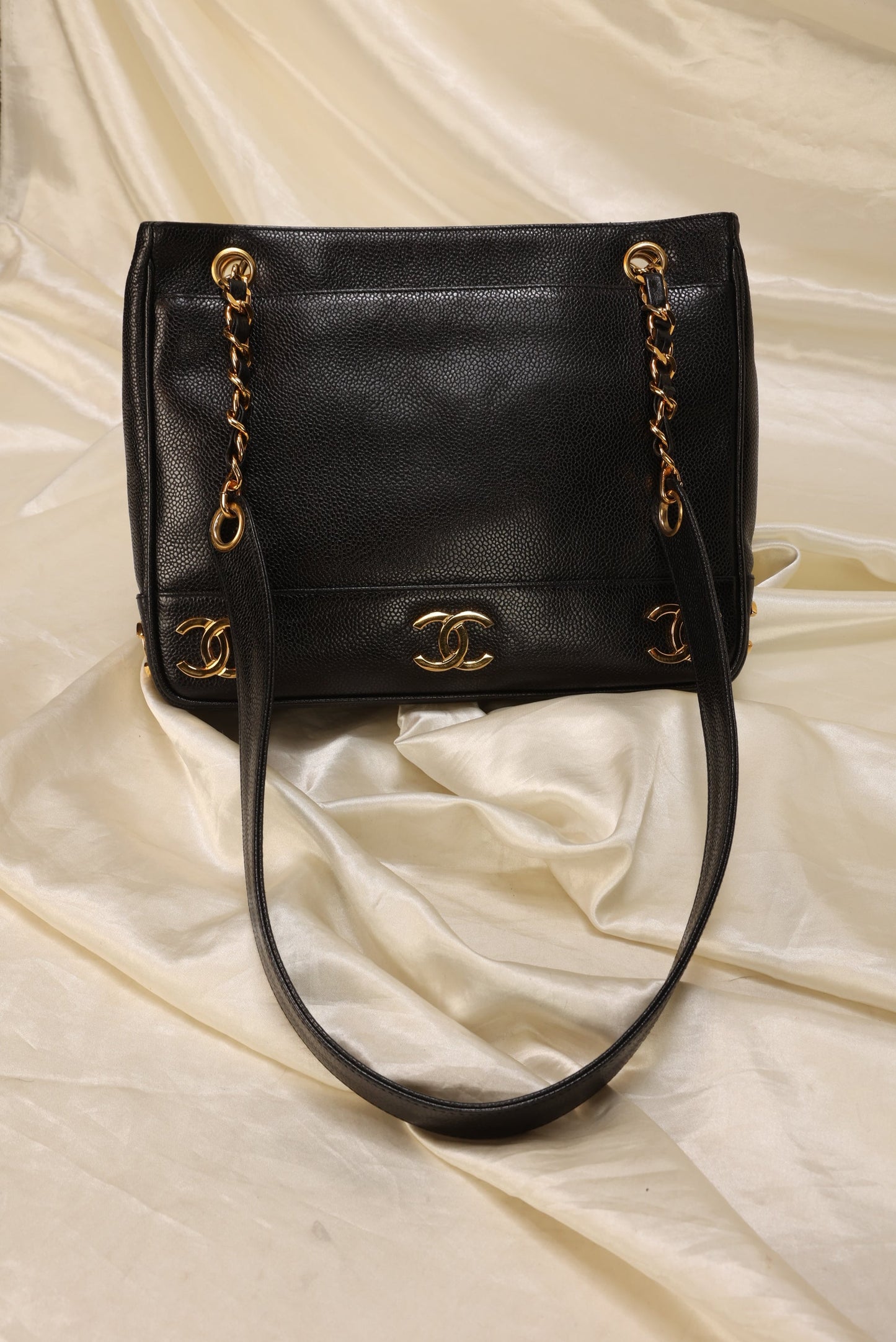 Chanel Caviar Logo Mini Tote
