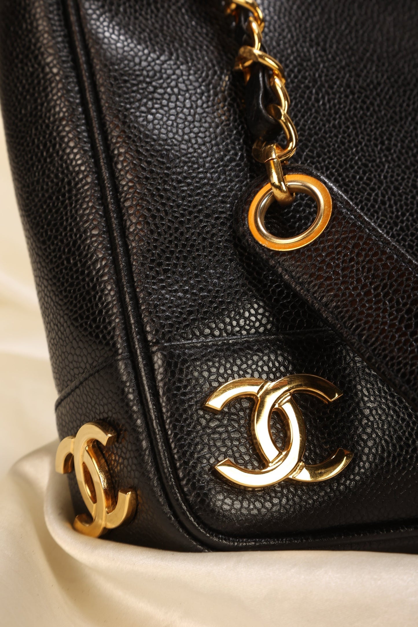 Chanel Caviar Logo Mini Tote
