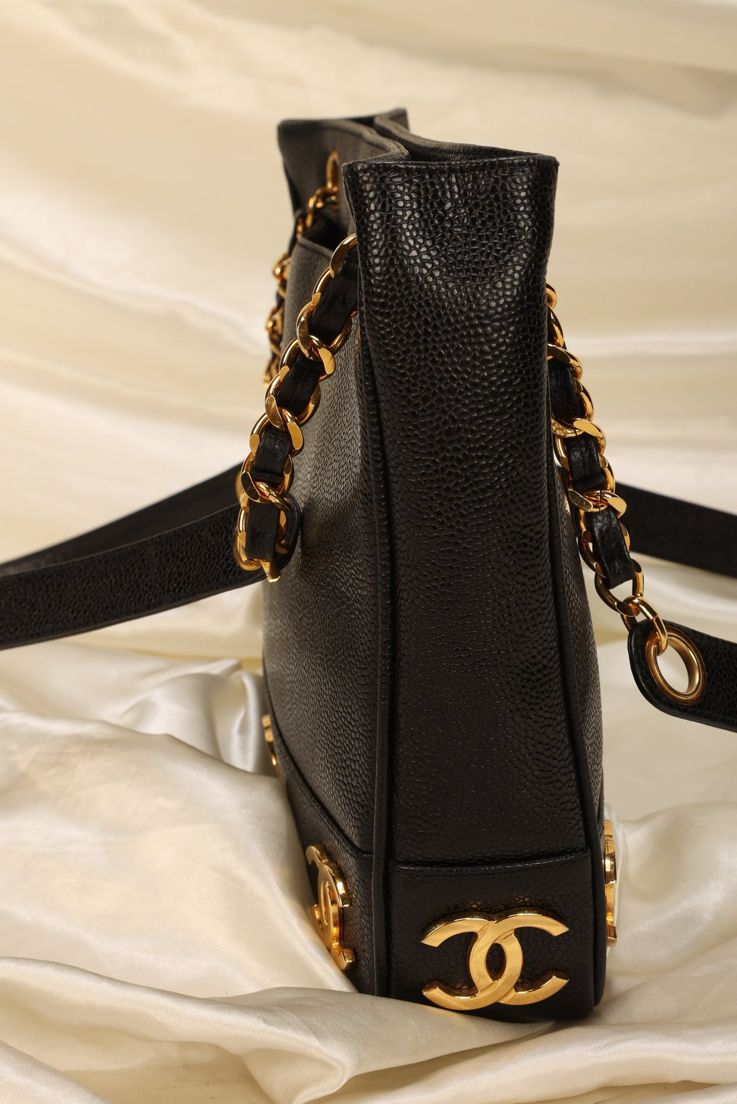 Chanel Caviar Logo Mini Tote