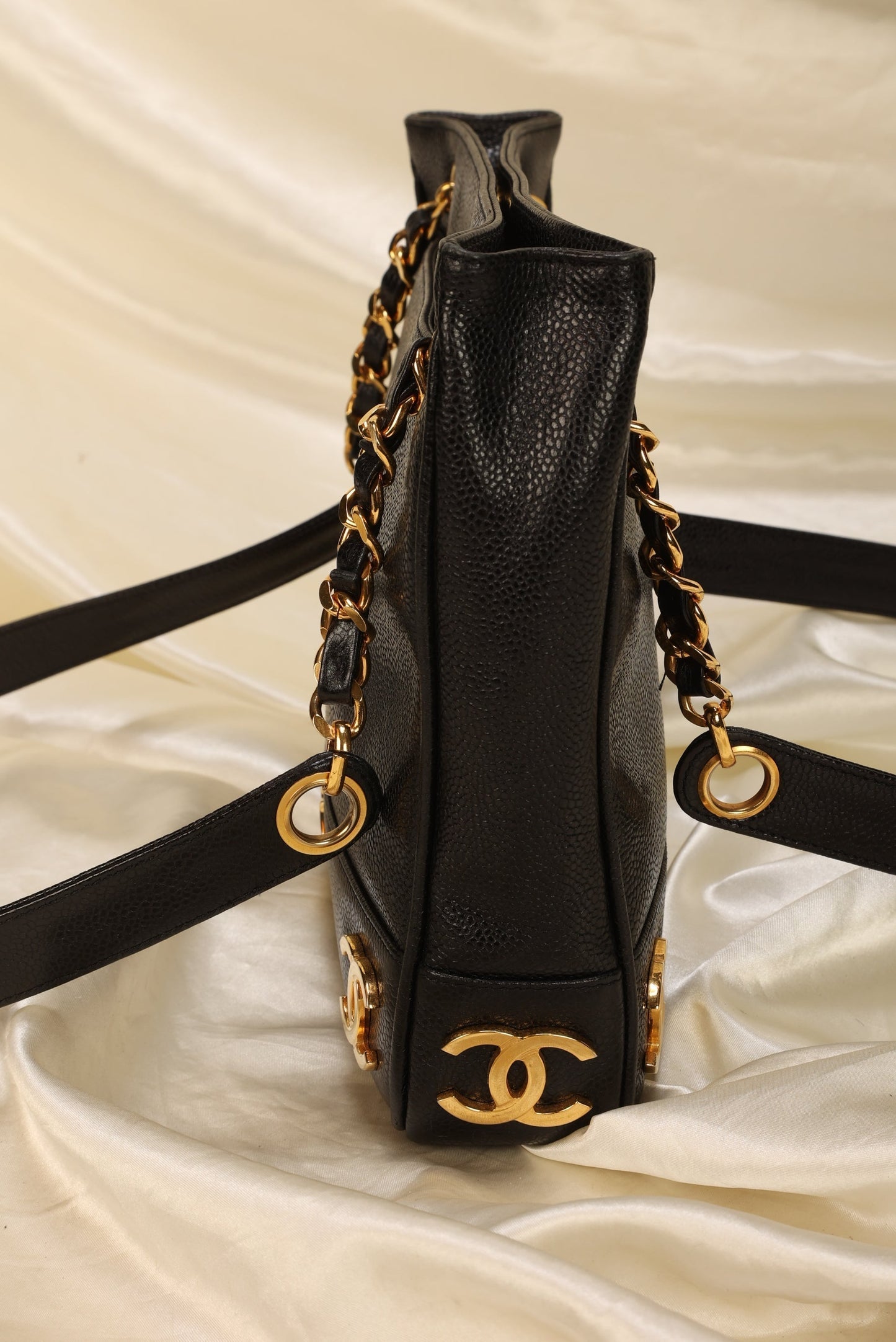 Chanel Caviar Logo Mini Tote