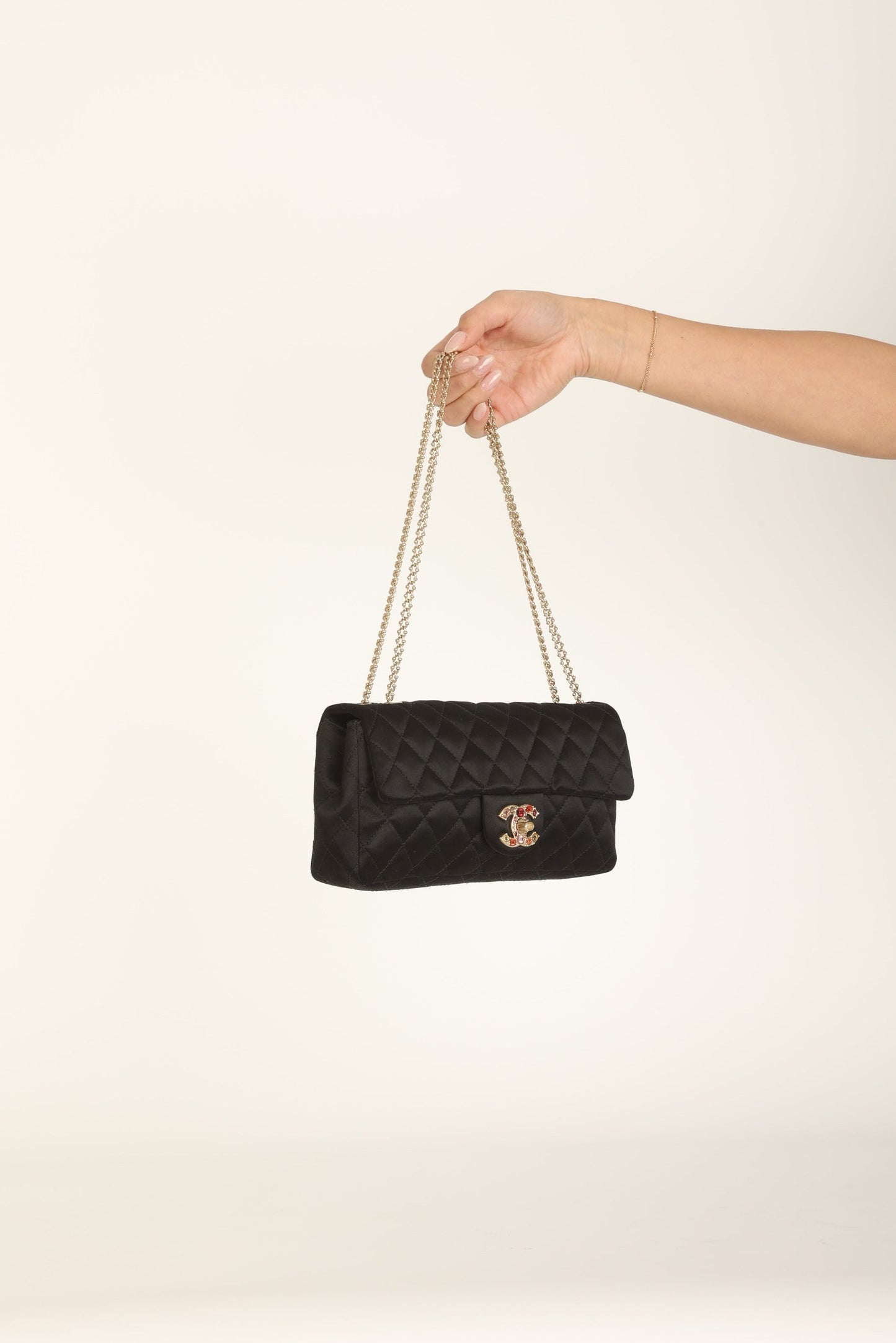 Extremely Rare Chanel 2008 Satin Gemstone East West