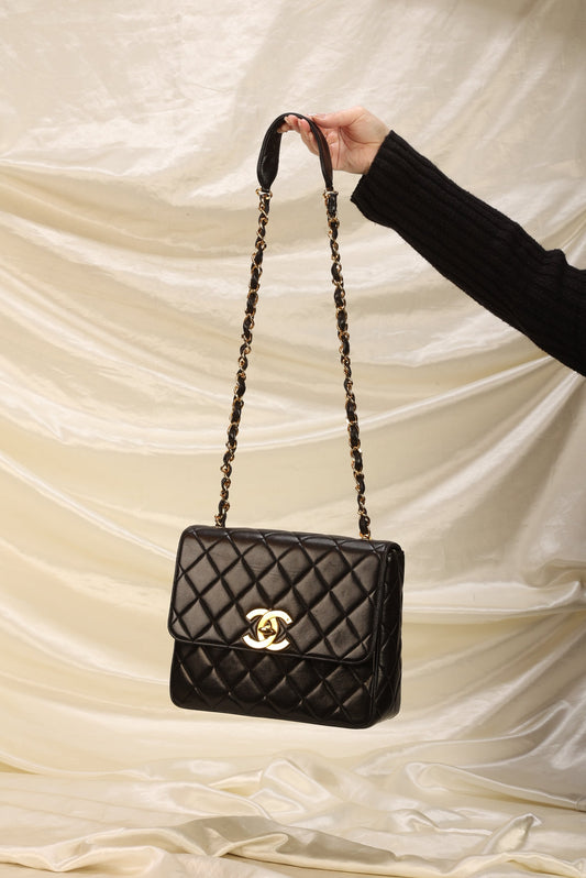 Chanel XL Logo Lambskin Half Flap