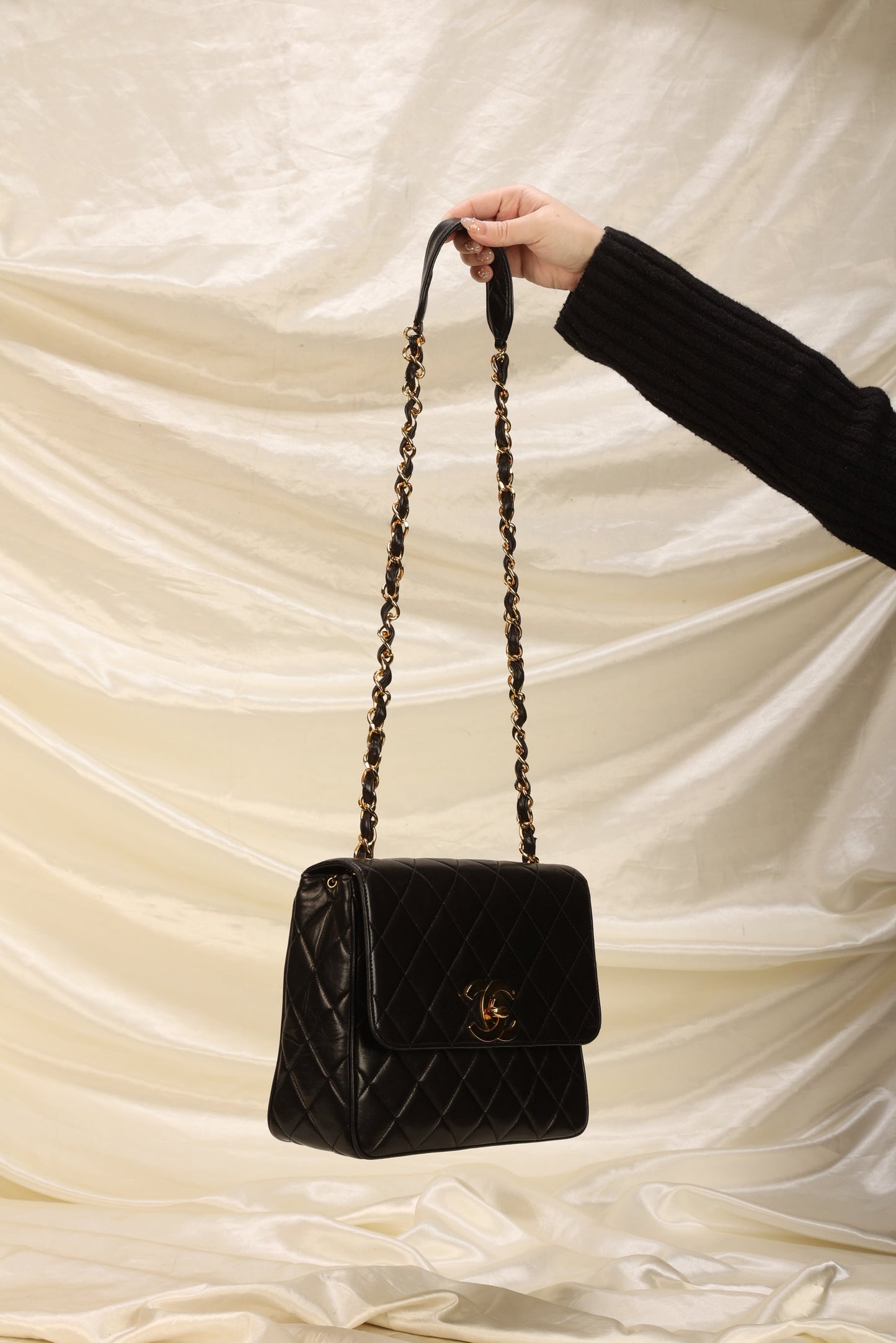 Chanel XL Logo Lambskin Half Flap