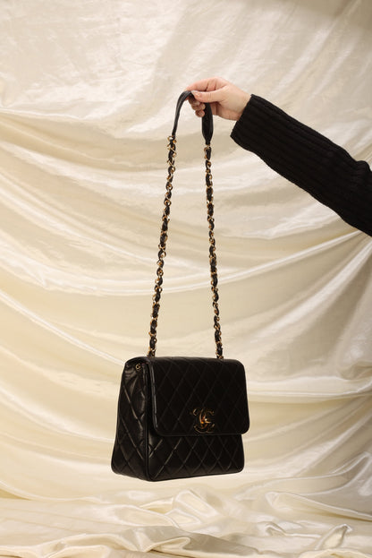 Chanel XL Logo Lambskin Half Flap