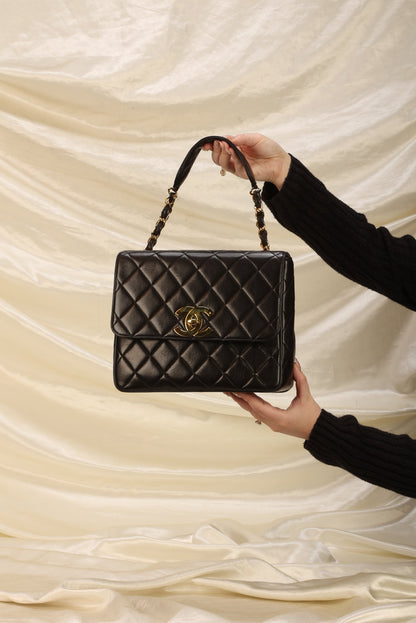 Chanel XL Logo Lambskin Half Flap