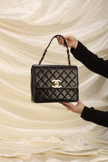 Chanel XL Logo Lambskin Half Flap