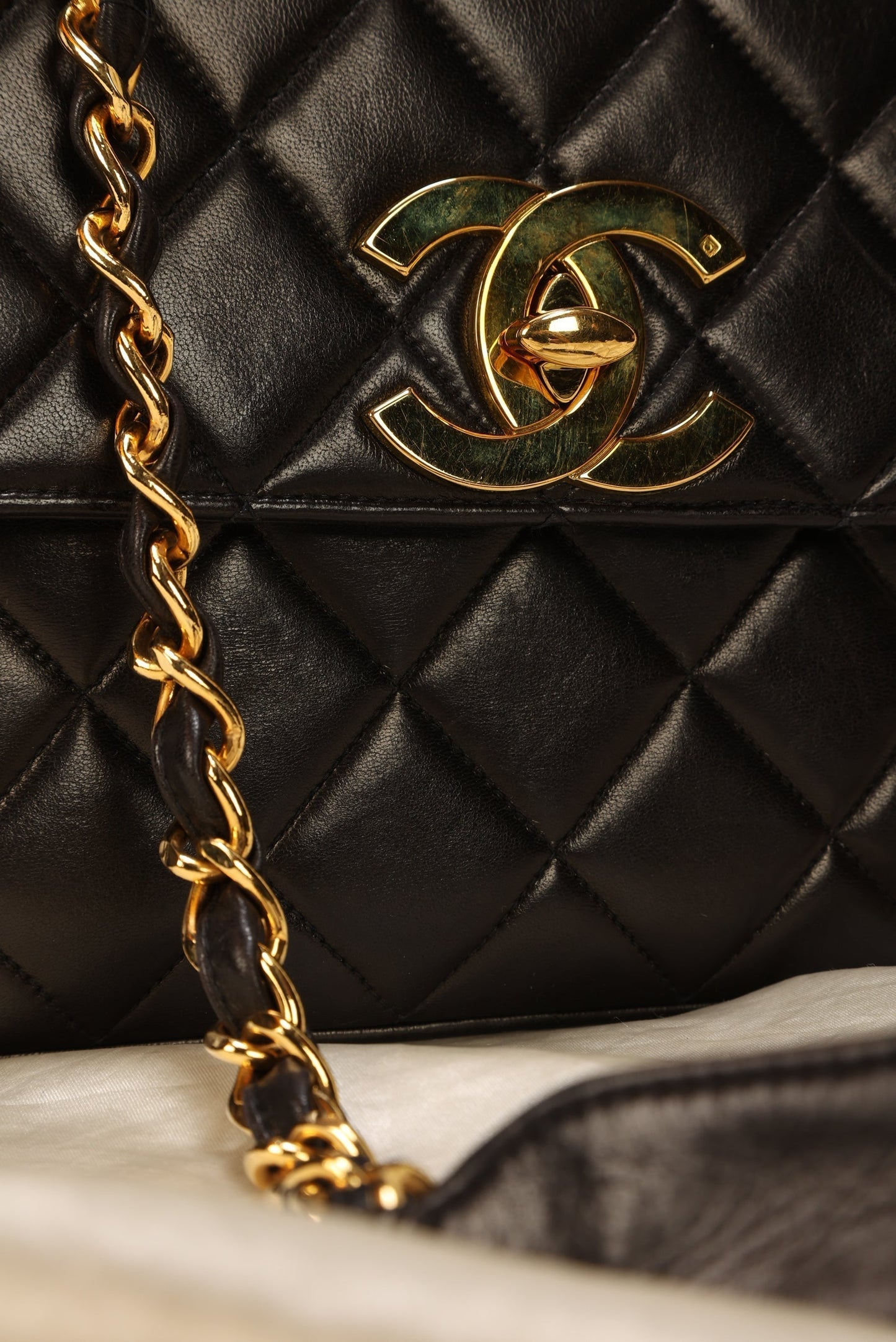 Chanel XL Logo Lambskin Half Flap