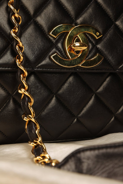 Chanel XL Logo Lambskin Half Flap