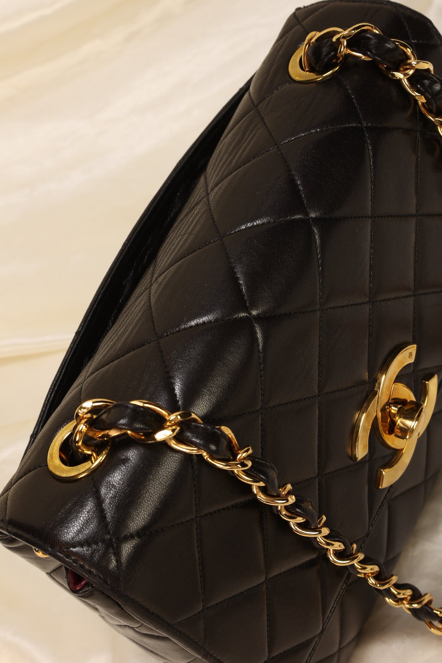Chanel XL Logo Lambskin Half Flap
