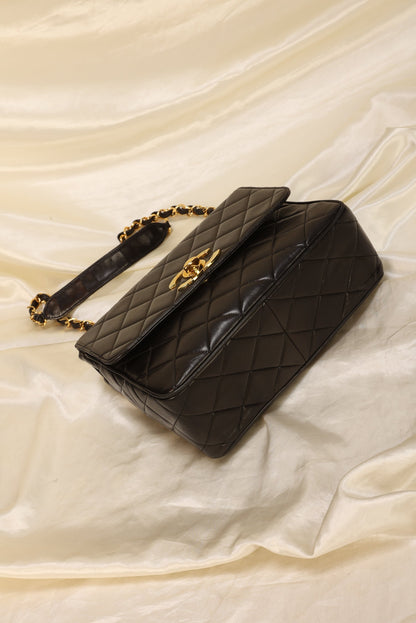 Chanel XL Logo Lambskin Half Flap