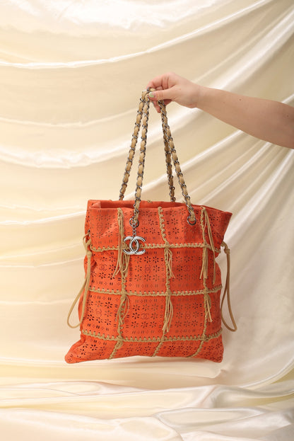 Extremely Rare Chanel Suede Fringe Tote